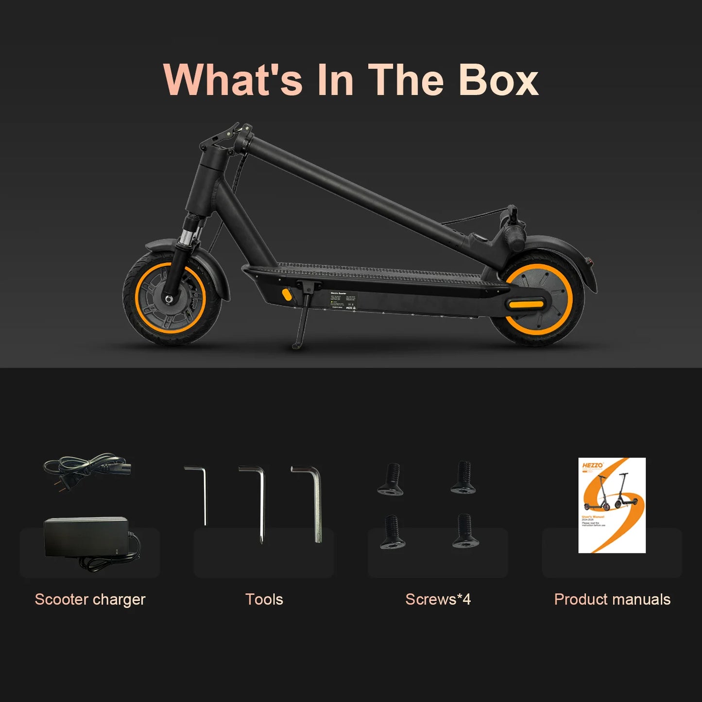 HEZZO G30 36v 500w Electric Scooter Moped 21MPH 37.5 Miles 10 Inch 15Ah Foldable Mobility Escooter Front Suspension US Warehouse.