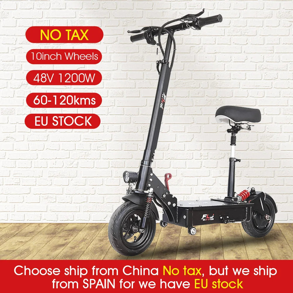 EU stock New FLJ SK1 1200W Electric Scooter with Seat 80-120kms Range electrico E Bike for adults lady student Scooter.