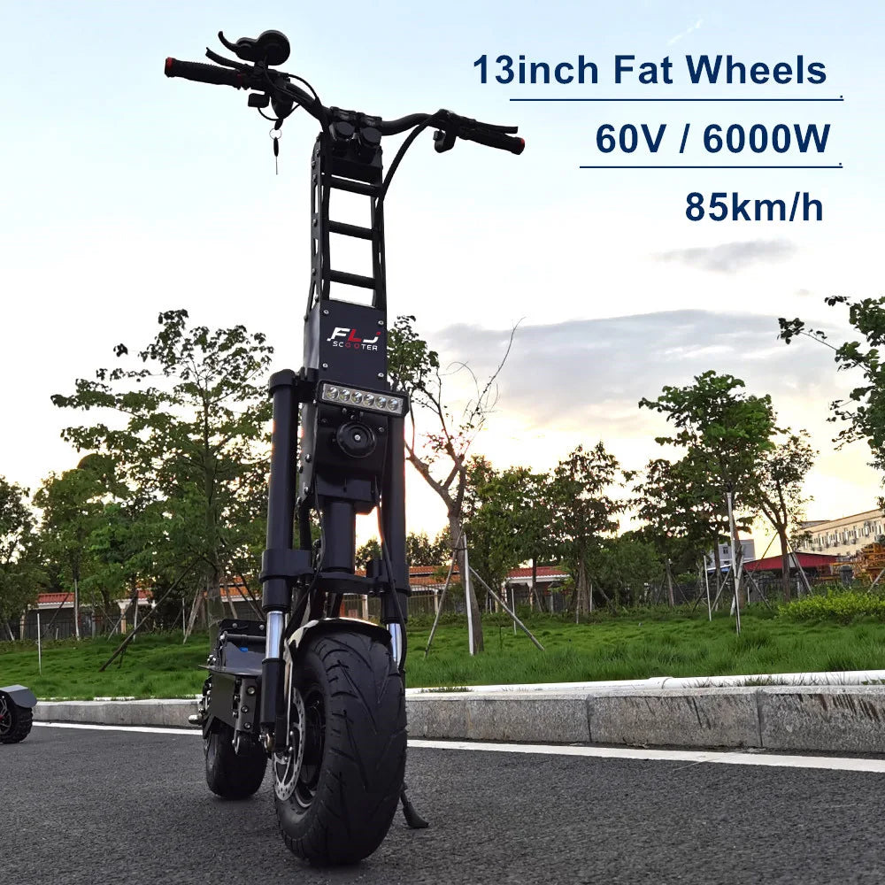 FLJ Upgraded 13inch wheels 60V 6000W E Scooter with 90-150km range speed Dual engine e bike Fat tire motorcycle electric Scooter.