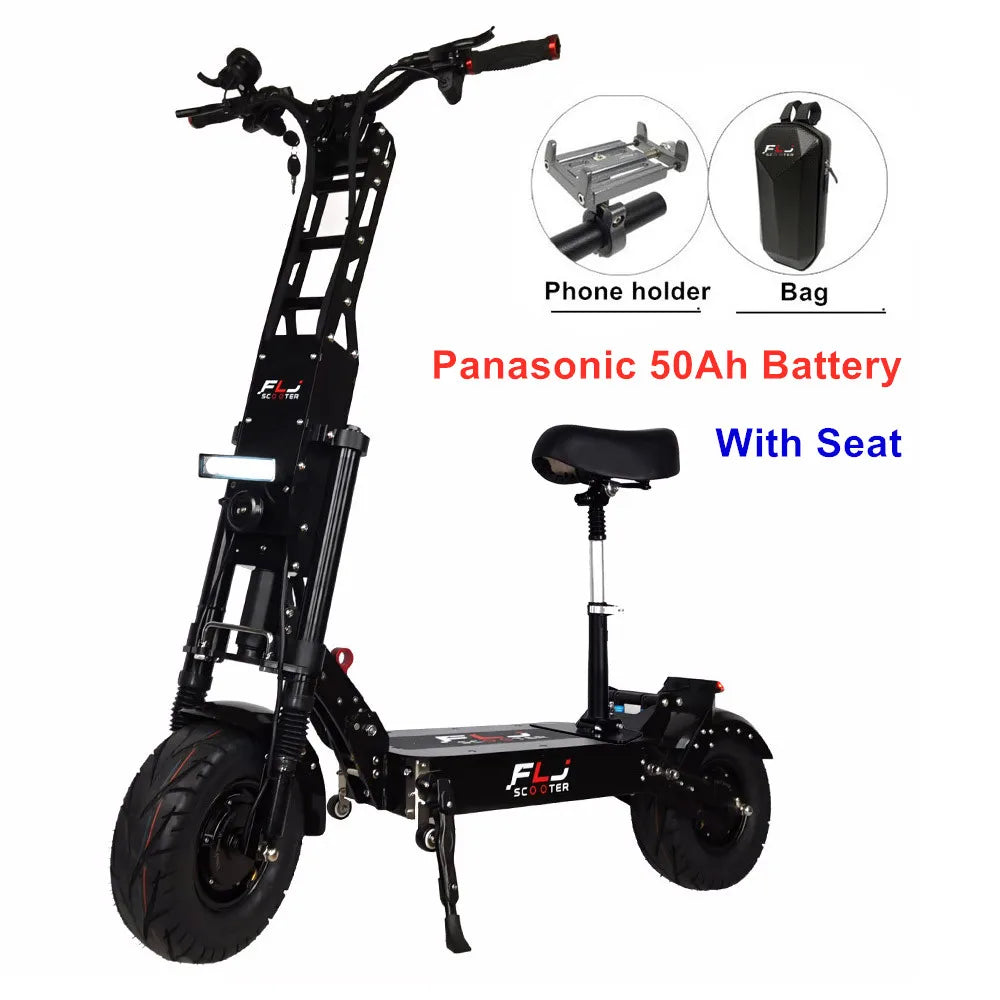 FLJ Upgraded 13inch wheels 60V 6000W E Scooter with 90-150km range speed Dual engine e bike Fat tire motorcycle electric Scooter.