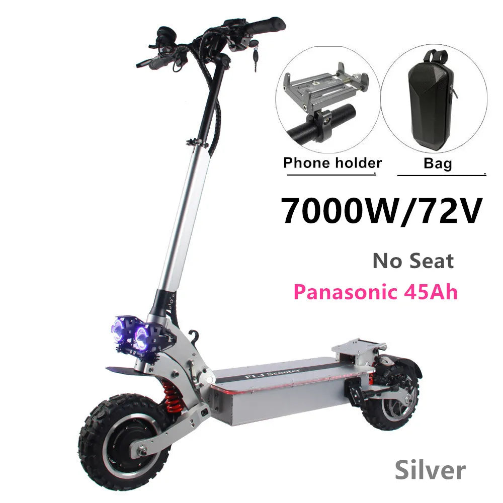 FLJ 72V 7000W kick Scooter electric with 11inch Dual motor engines fat tire elektro adult scooter.