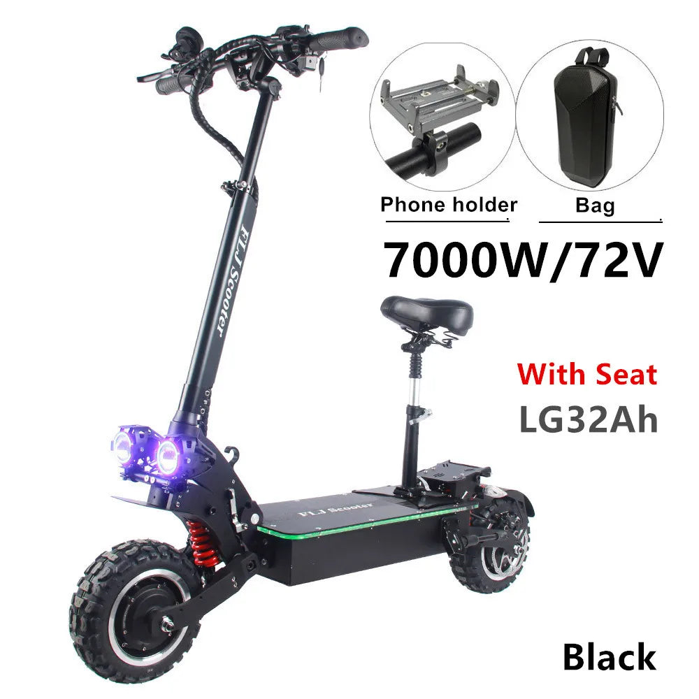 FLJ 72V 7000W kick Scooter electric with 11inch Dual motor engines fat tire elektro adult scooter.