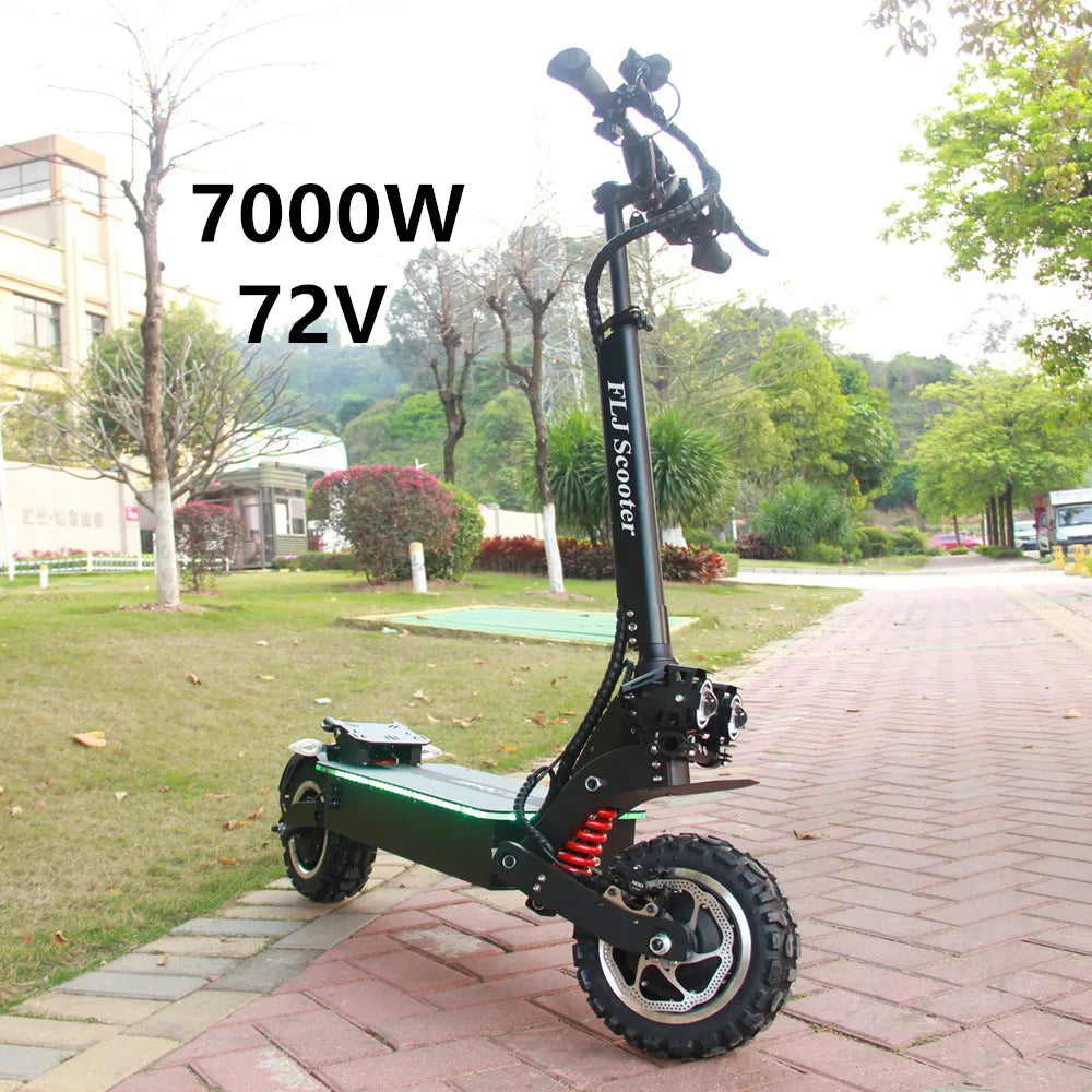 FLJ 72V 7000W kick Scooter electric with 11inch Dual motor engines fat tire elektro adult scooter.