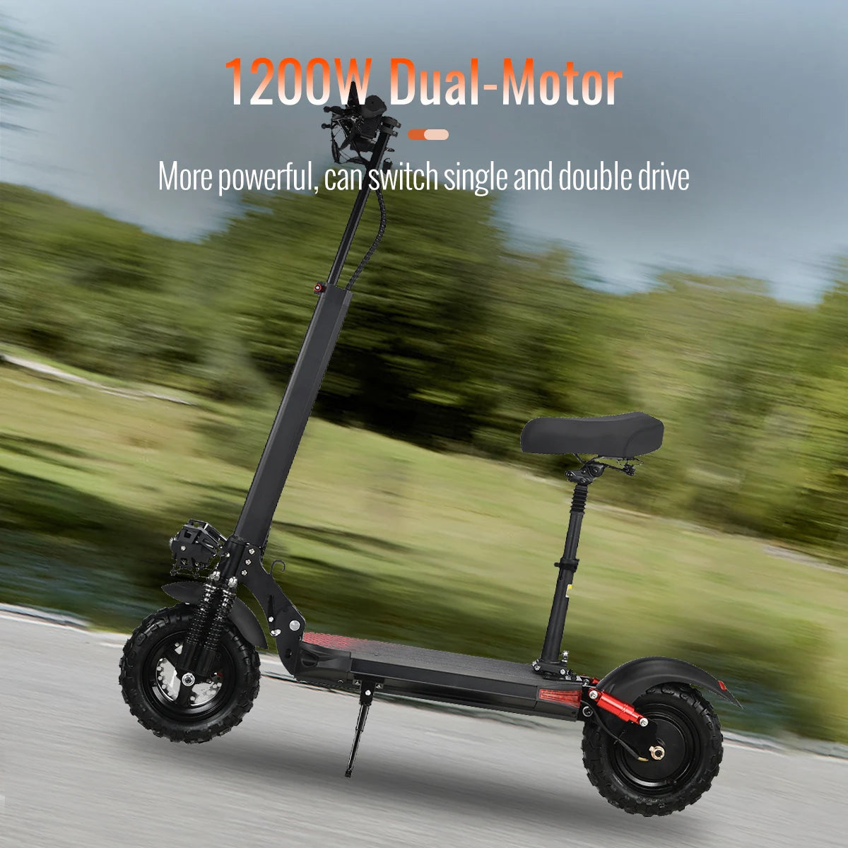 1200W Powerful Electric Scooter 48V 21Ah 31Mph 31-37Miles Range 11'' Tires Dual Shock Absorbing Folding EScooter for Adults.