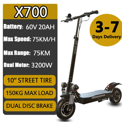 Dual Shock Apsorption Electric Scooter 1200W-6000W Dual Motor Scooter Electric 85KM/H Top Speed E Scooter 100KM Long Range.