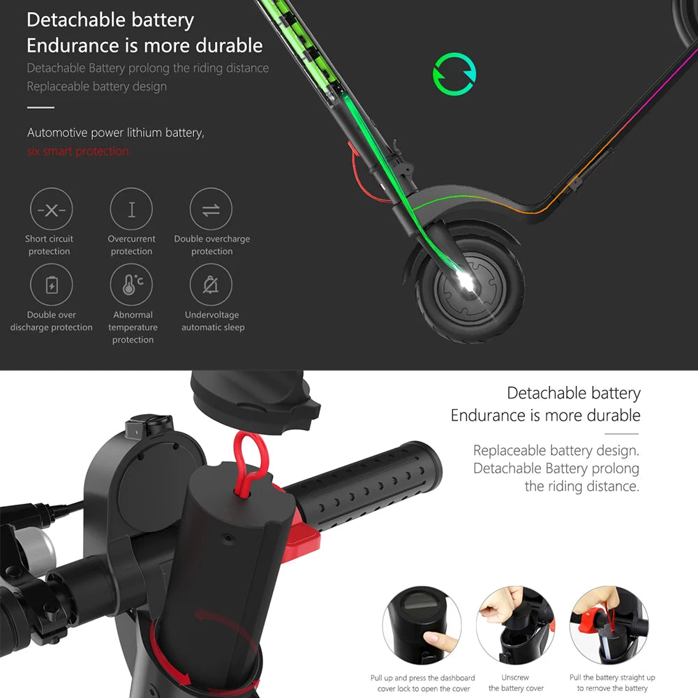 HX 5AH Electric Scooter 350W 25KM/H Foldable Electric Kick Scooter 10 Inch APP Smart Escooter for Adults 2024 E Scooters.