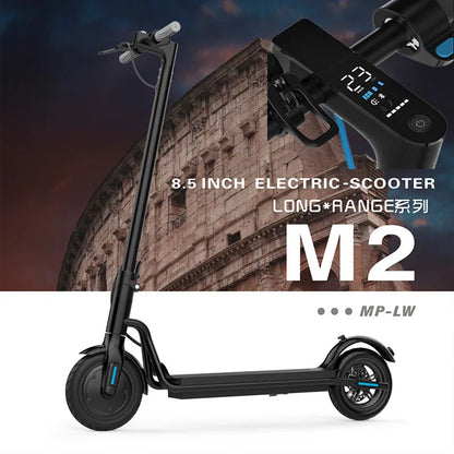 Lightweight electric scooter with durable aluminum alloy construction, foldable feature for compact storage.