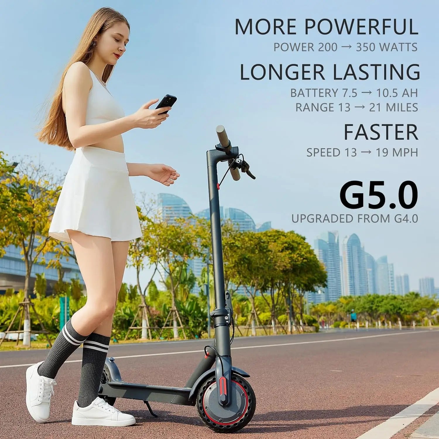 Electric Skateboard Electric Scooter 36V 10.5Ah 19Mph Escooter Kick Scooter Long Range 21miles Lightweight Scooter US Stock.