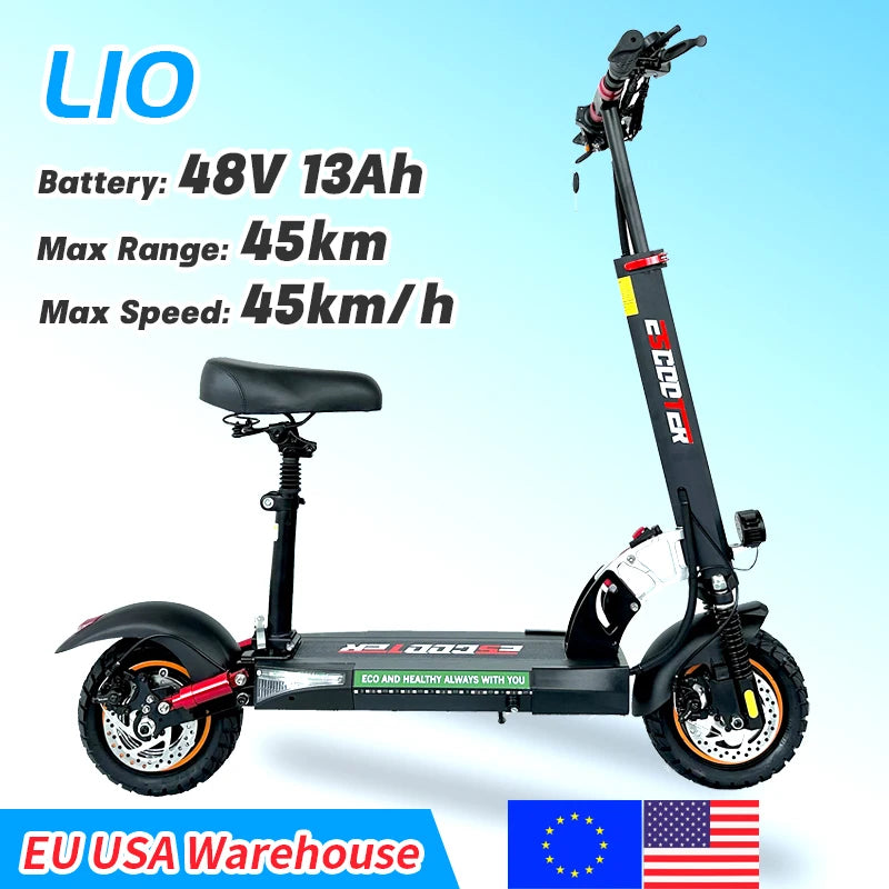 L10 Off-road Tire Kick Electric Scooter, Electric E-Scooter, 13Ah, 16Ah, 800W, 10Inch, 45 km/h, 45km, 55km Range.