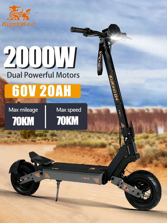 kukirin G4 2000w 60v 20ah electric scooter 11 inch road tyres top speed 70km/h led display foldable high quality Escoote.