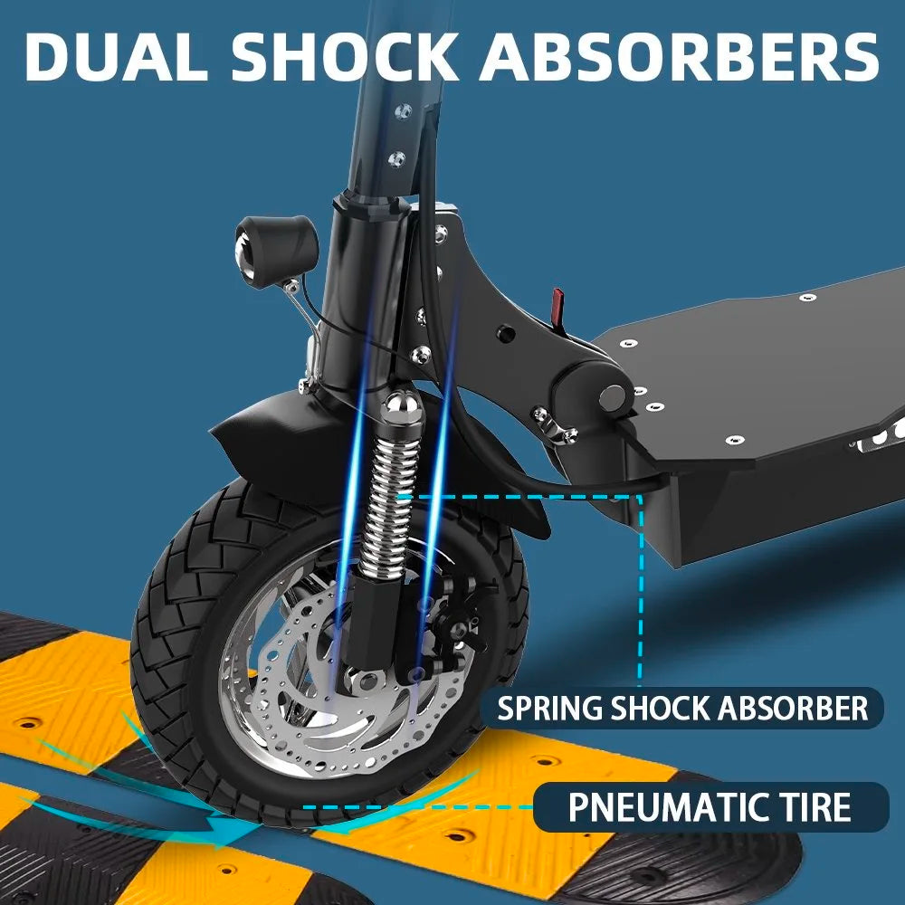 Max Speed 70KM/H Electric Scooter 2500W Single Motor Folding E Scooter 10 Inch Off-Road Tire Dual Disc Brake for Adults.