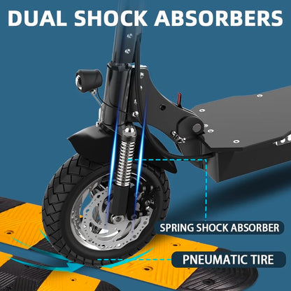 Max Speed 70KM/H Electric Scooter 2500W Single Motor Folding E Scooter 10 Inch Off-Road Tire Dual Disc Brake for Adults.