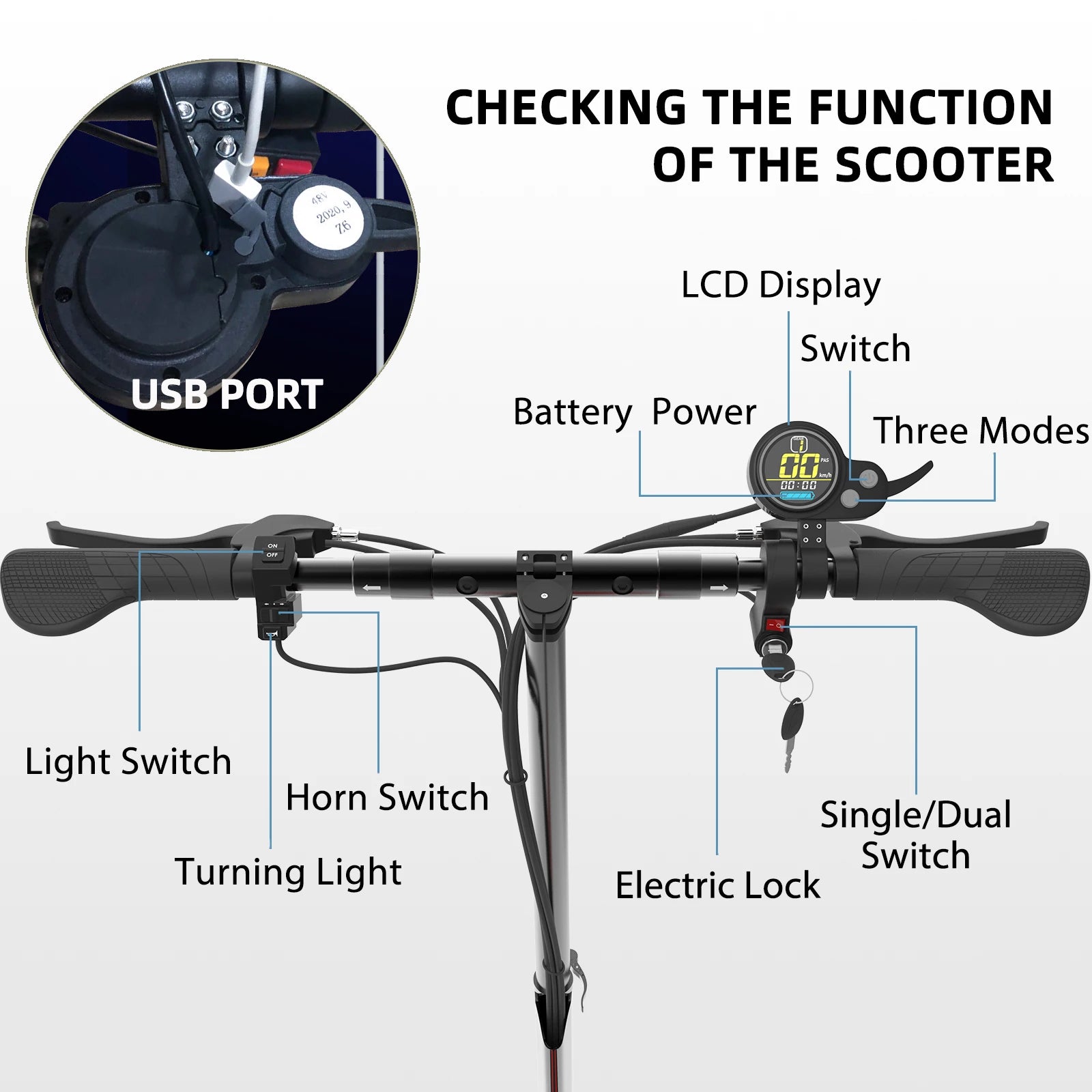 65km/h Electric Scooters Adults 48V 2400W Kickscooter Dual Motor with Seat Folding e scooter Disc Brake Skate board Escooter.