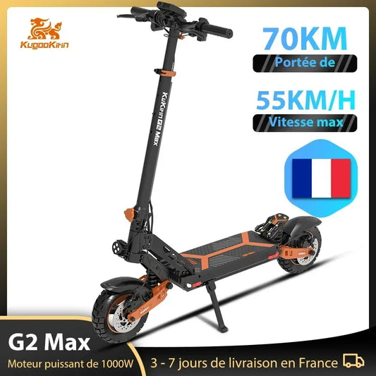 Kugookirin G2 Max Adult Electric Scooter 1000W Powerful EScooter Foldable Kick Scooter Electric Step 55KMH Max Speed.