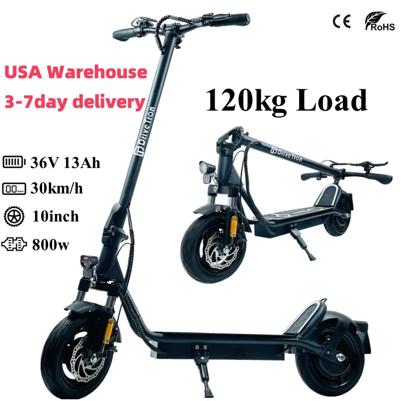 USA Adult 10inch Tubeless Tires 30km/h Speed 18.6mph 40KM Long Range 36V 13Ah 800W Electric Scooter Trottinettes Electriques.