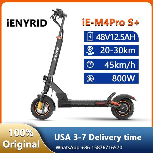 IENYRID M4 PRO S+ Escooter 800W Motor 48V12.5Ah Battery ABS Braking System E-Scooter 10''Off-road Tire Foldable Electric Scooter.