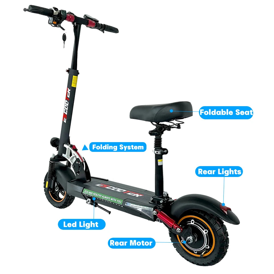 L10 Off-road Tire Kick Electric Scooter, Electric E-Scooter, 13Ah, 16Ah, 800W, 10Inch, 45 km/h, 45km, 55km Range.