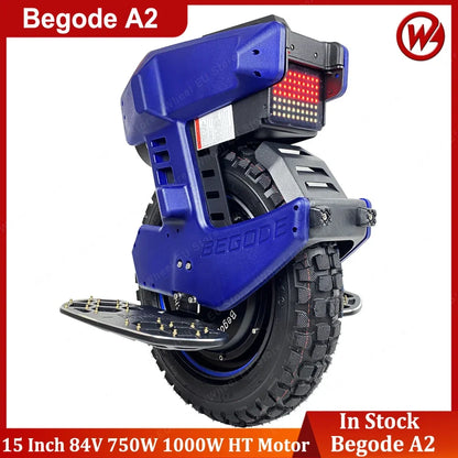 In Stock Newest Begode A2 Electric Unicycle 84V 750Wh Upgrade Aluminum Alloy Battery Case1000W Motor Max Speed 53km/h.