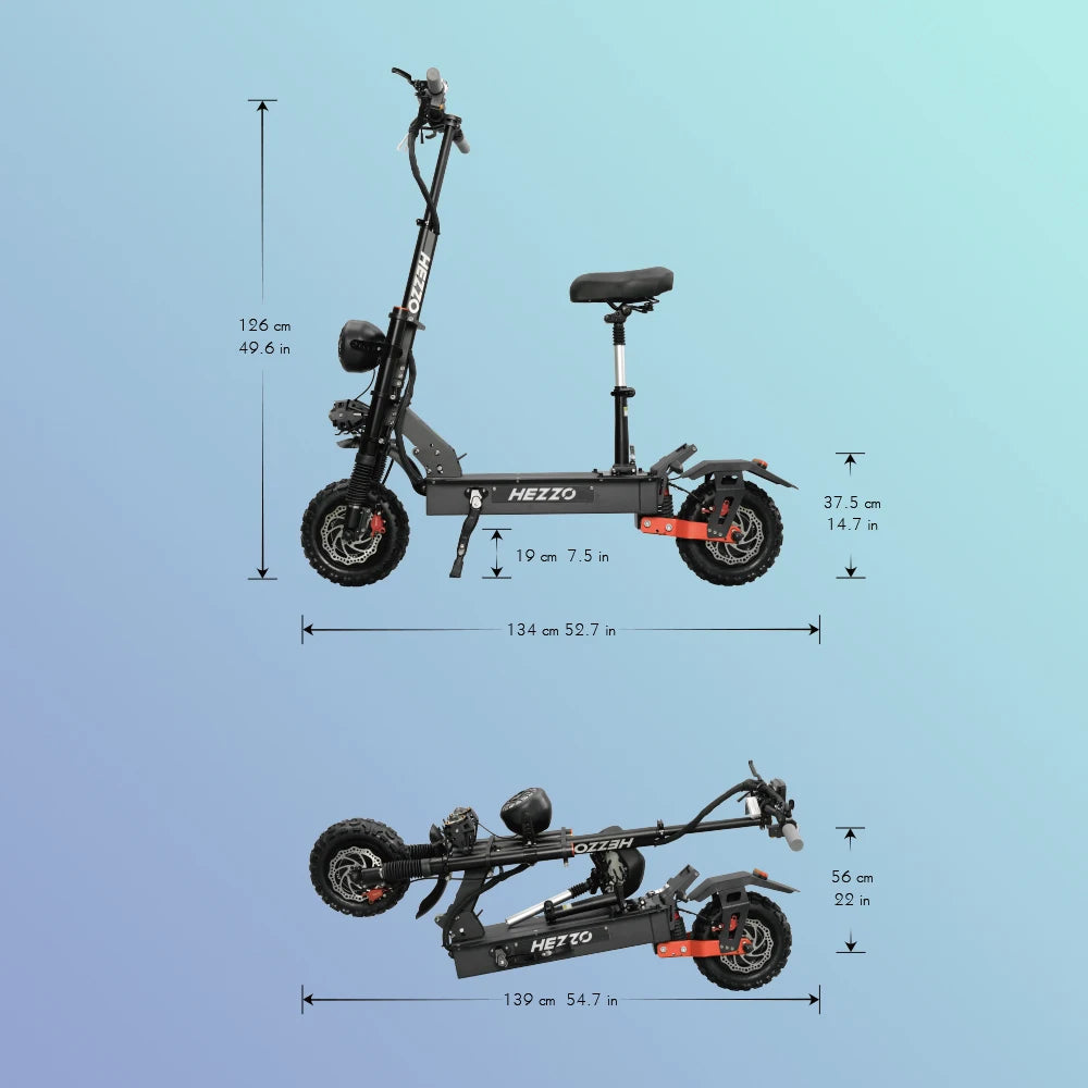 HEZZO F7 Escooter EU US Stock 60V 5600W Dual Motors 45Ah 21700 11Inch Fat Tire Foldable Off Road Electric Kick Scooter For Adult.