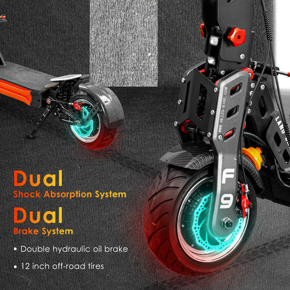 HEZZO 60v 8000w Electric Scooter F9 40ah Lithium Battery Dual Motor US Warehouse NFC Off-Road Escooter 12'' Fat Tire 62.5MPH LCD.