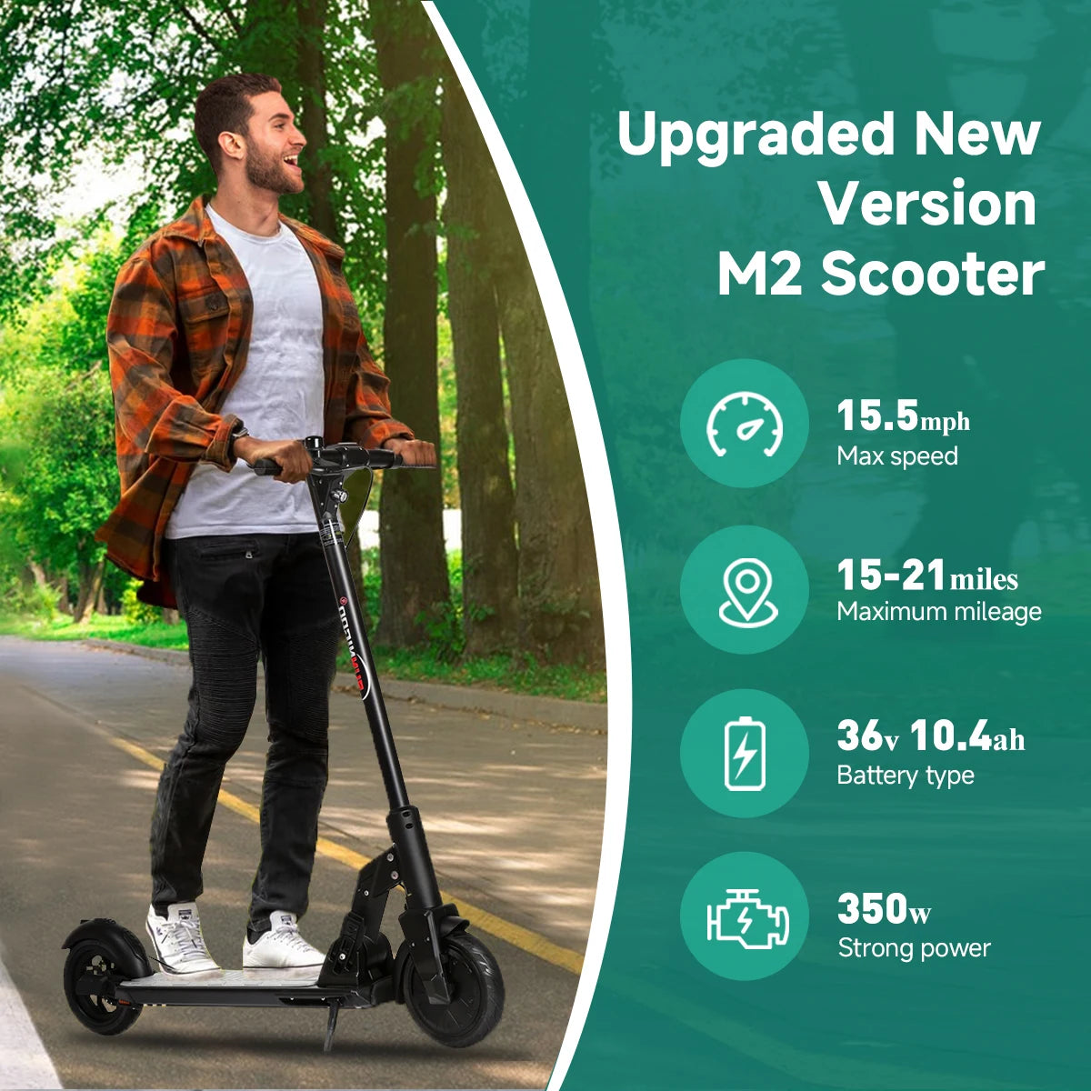 Electric Scooter 36V 10.4Ah 15.5Mph Escooter Anti-skid Folding Electric Scooter 15-21miles Range Lightweight Electric Scooter.