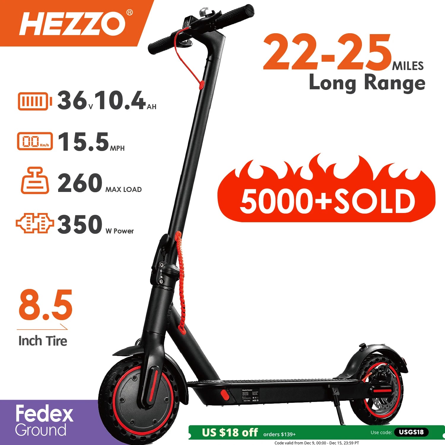 HEZZO 36v 350W 10.4Ah 15.6MPH Electric Scooter Adult HS-04Pro 8.5" Self-Balance Folding Kick Escooter Smart App EU US Warehouse.