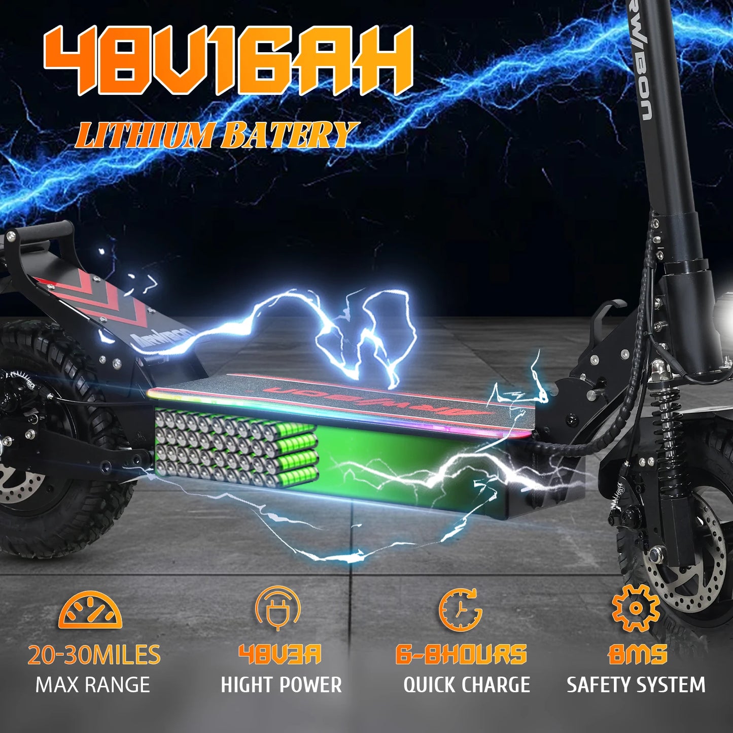 Arwibon Q30 Adult Electric Scooter 2500W Motor Top Speed 30MPH, 48V16AH, 11 Inch Off-Road Tires Sport Commuter Folding EScooter.