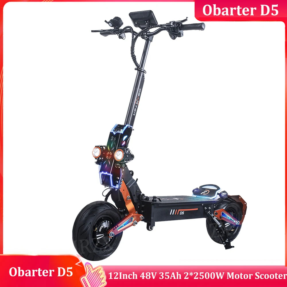 EU/USA Stock OBARTER D5 12inch 48V 35Ah Dual Motor 2*2500W Top Speed 70km/h Powerful Adult 12inch Electric Scooter.