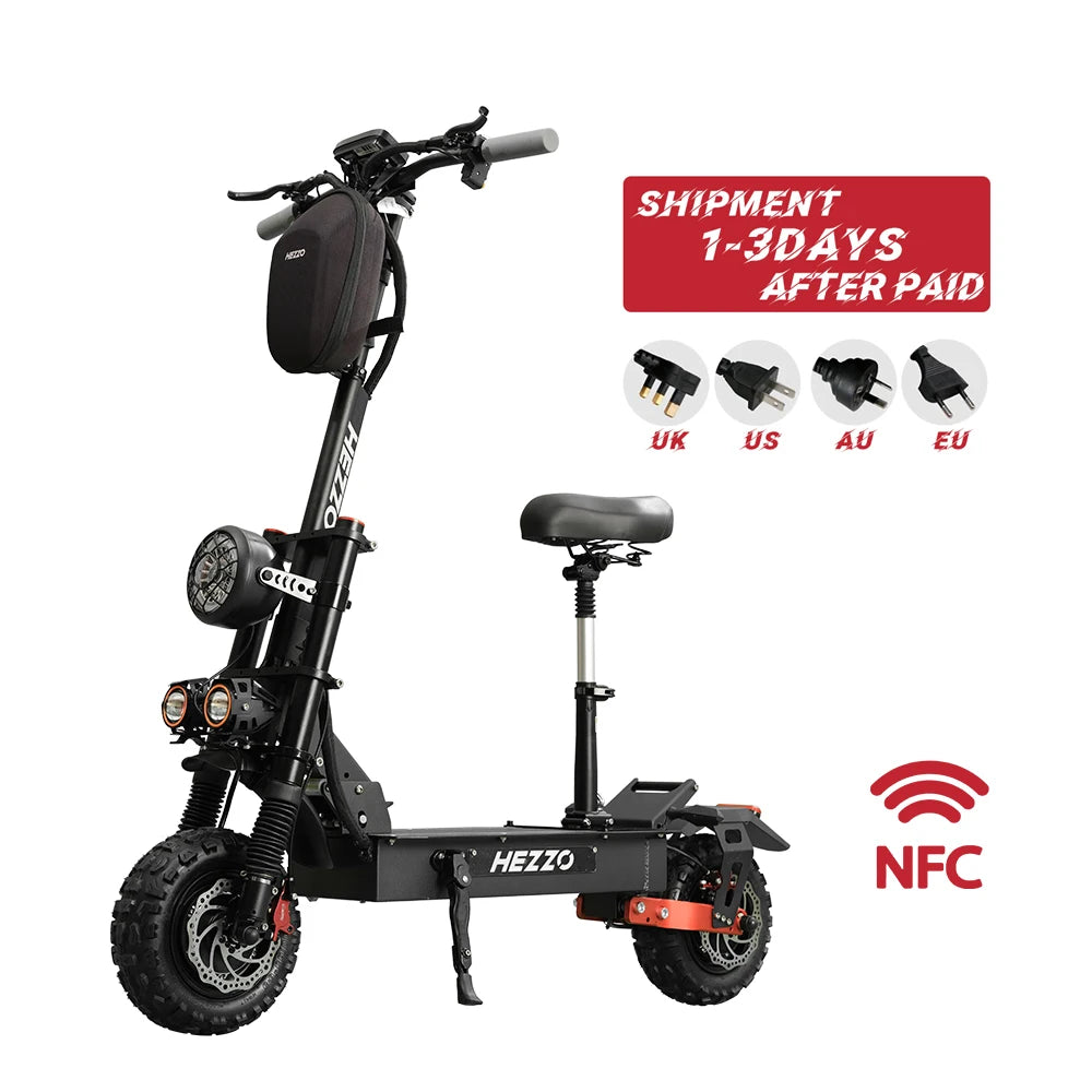 HEZZO F7 Escooter EU US Stock 60V 5600W Dual Motors 45Ah 21700 11Inch Fat Tire Foldable Off Road Electric Kick Scooter For Adult.