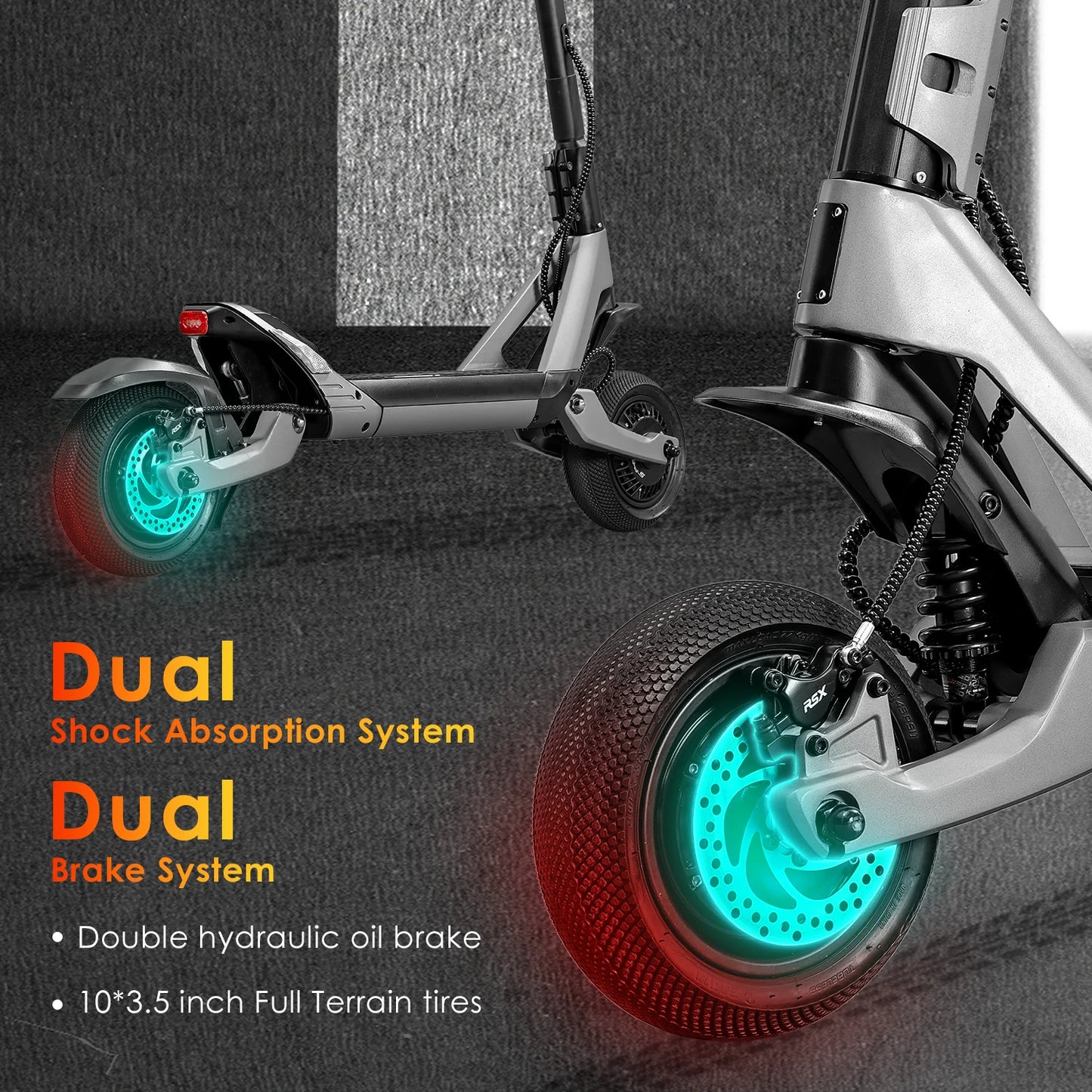 HEZZO F6 Folding Electric Scooter 40MPH 60V 3200W Dual Motors 10 Inch Off-road Escooter 23AH 40 Miles Long Range Full Suspension.