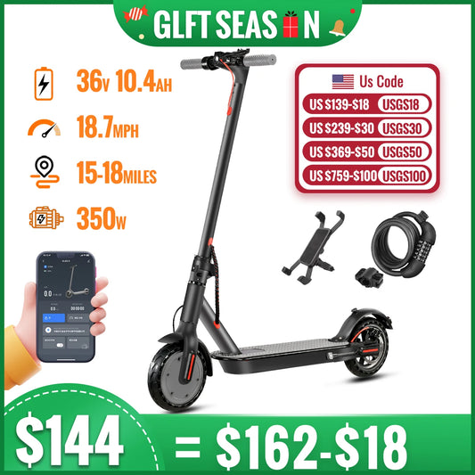 SUNNIGOO N7PRO Electric Scooter Adults 36V 10.4Ah Escooter Long Range 19 Miles Lightweight Kick Scooter US Stock Black With Gift.