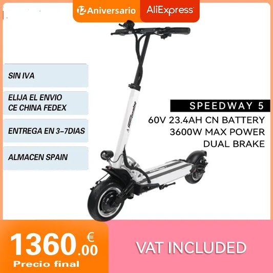 SPEEDWAY 5 electric scooter 23AH with Dual Power MAX 3600W BLDC DUAL HUB MOTOR.