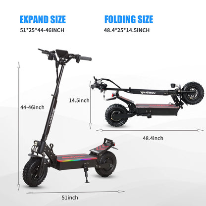 Arwibon Q30 Adult Electric Scooter 2500W Motor Top Speed 30MPH, 48V16AH, 11 Inch Off-Road Tires Sport Commuter Folding EScooter.