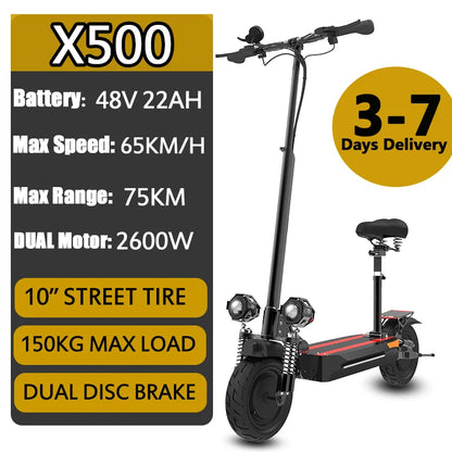 Dual Shock Apsorption Electric Scooter 1200W-6000W Dual Motor Scooter Electric 85KM/H Top Speed E Scooter 100KM Long Range.