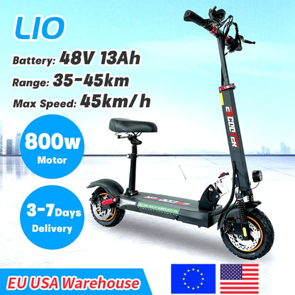 L10 Off-road Tire Kick Electric Scooter, Electric E-Scooter, 13Ah, 16Ah, 800W, 10Inch, 45 km/h, 45km, 55km Range.