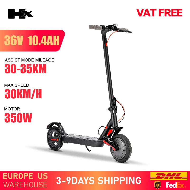 HX Adult Electric Scooter 350W 15AH 36V Electric Kick E Scooters Foldable 8.5 inch Smart APP Escooter Dual shock absorbers.