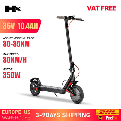 HX Adult Electric Scooter 350W 15AH 36V Electric Kick E Scooters Foldable 8.5 inch Smart APP Escooter Dual shock absorbers.