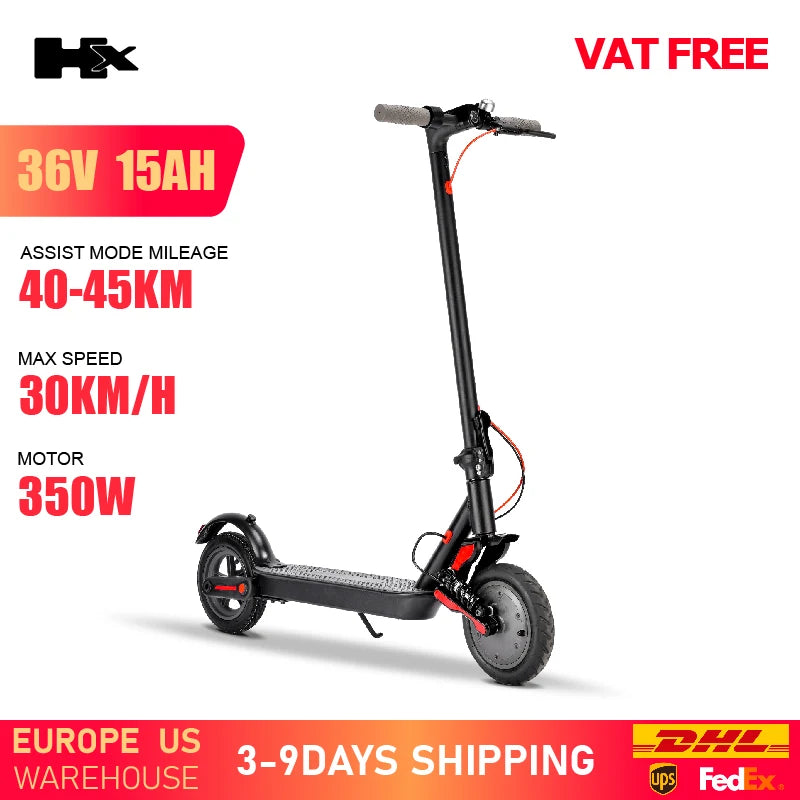 HX Adult Electric Scooter 350W 15AH 36V Electric Kick E Scooters Foldable 8.5 inch Smart APP Escooter Dual shock absorbers.