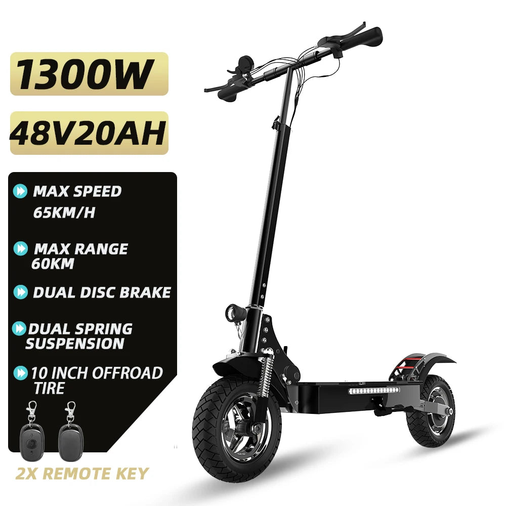 Max Speed 70KM/H Electric Scooter 2500W Single Motor Folding E Scooter 10 Inch Off-Road Tire Dual Disc Brake for Adults.