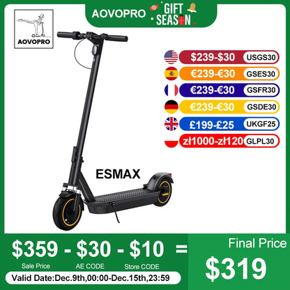 AOVOPRO New ESMAX Electric Scooter 500W 40km/h Adult APP Smart Scooter Shock-absorbing Anti-skid Folding Electric Scooter.