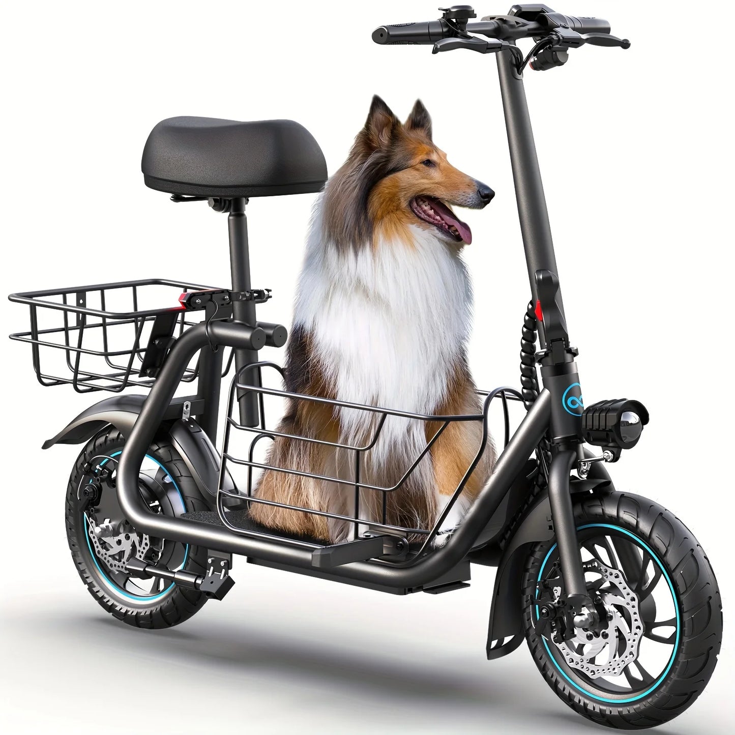 Gyroor Electric Scooter with Basket for Pet, 3 Riding Modes Foldable Electric Scooter for Adults - up to 20 Miles 18.6MPH.