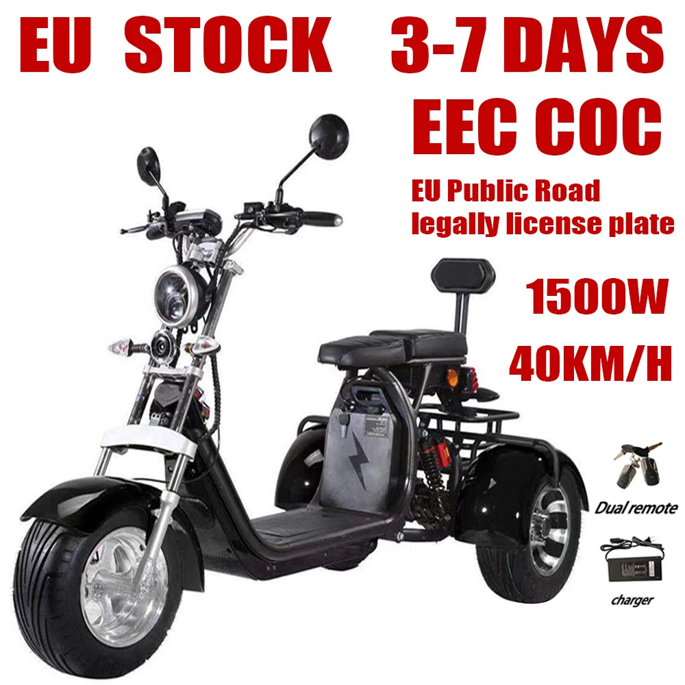 Citycoco Max Load 250KG Adult Electric 3 Wheel Scooter 2000W Motor Max Speed 35-45KM/H 18 Inch Fat Tire Electric Motorcycle EEC.