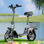 HEZZO Foldable Electric Scooter Seat & Basket 48V 15Ah 500W Full Suspension Powerful T3 Commute Escooter 20Mph 37Miles LongRange.