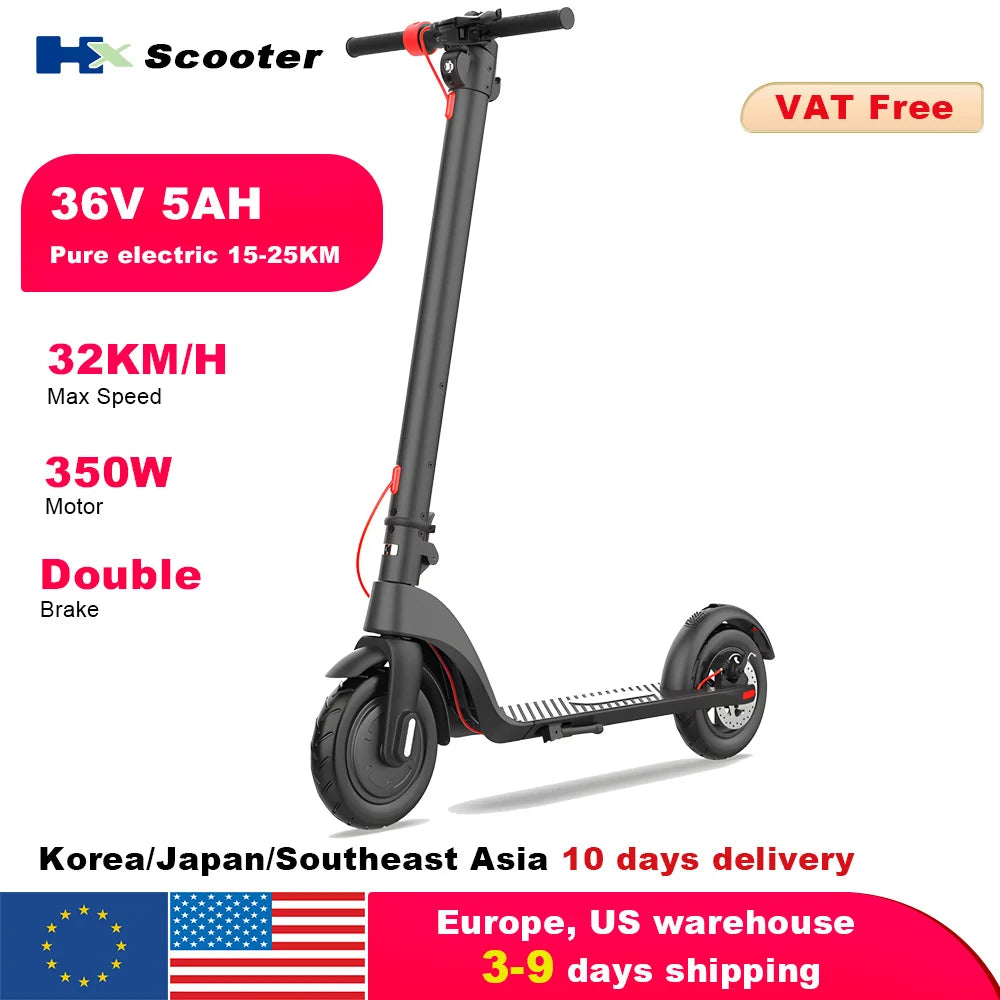 HX 5AH Electric Scooter 350W 25KM/H Foldable Electric Kick Scooter 10 Inch APP Smart Escooter for Adults 2024 E Scooters.