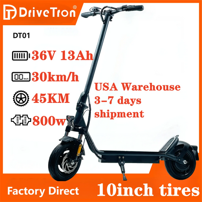 USA Adult 10inch Tubeless Tires 30km/h Speed 18.6mph 40KM Long Range 36V 13Ah 800W Electric Scooter Trottinettes Electriques.