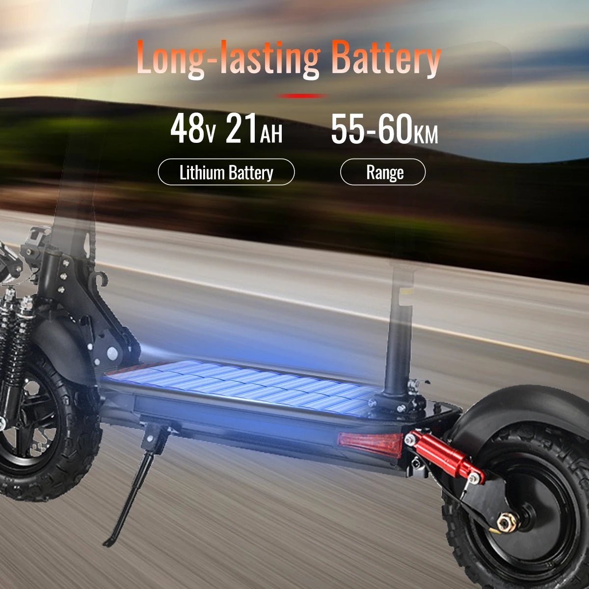 1200W Powerful Electric Scooter 48V 21Ah 31Mph 31-37Miles Range 11'' Tires Dual Shock Absorbing Folding EScooter for Adults.